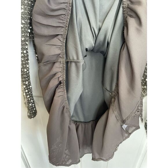 Altar'd State Women's Gray Cowl Neck Layered Lace Trim Sweater Tunic  Medium - Picture 6 of 9